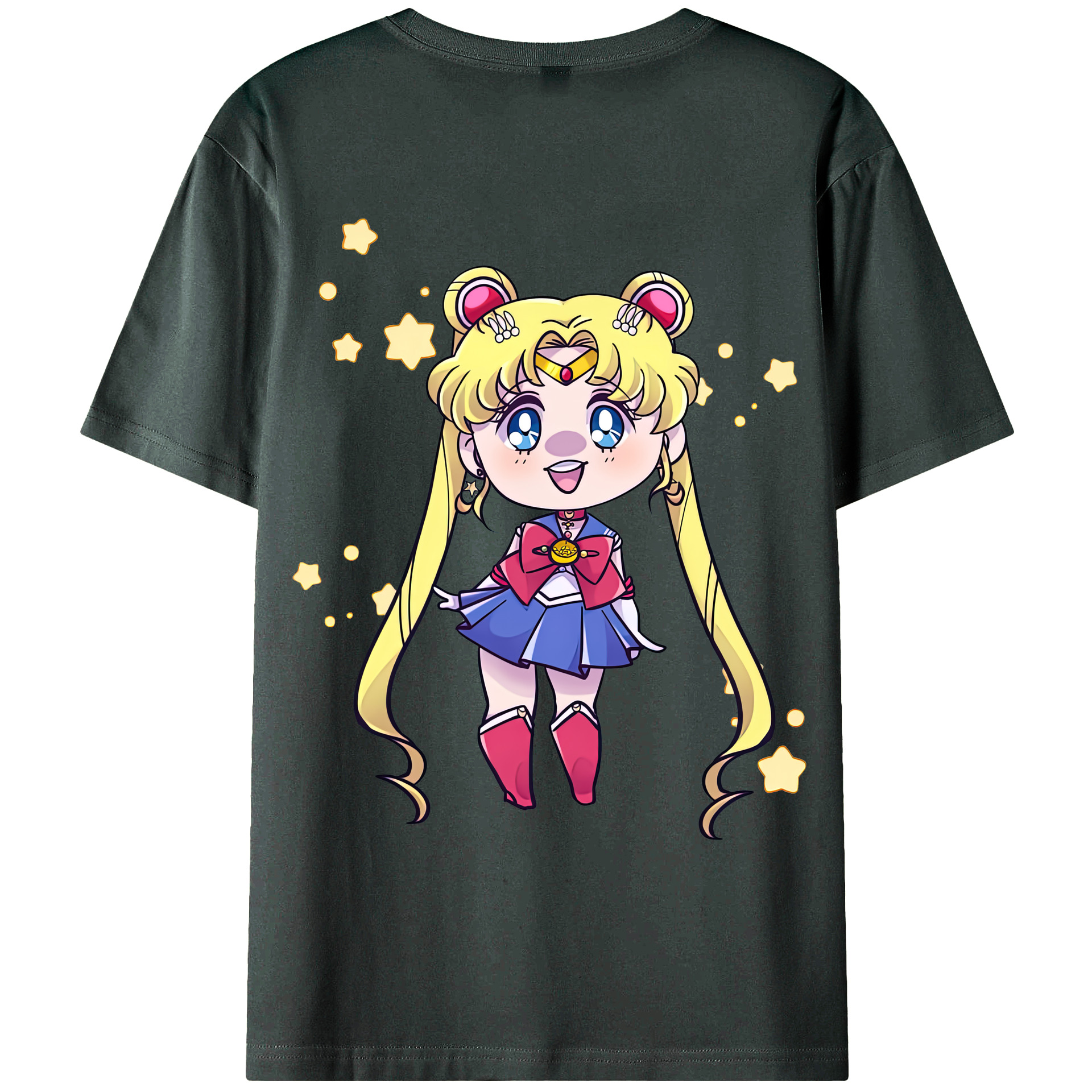 （画像用） 美少女戦士セーラームーン 月野 うさぎ つきの うさぎ Sailor Moon Tsukino Usagi 綿100％ メンズ半袖Tシャツ（バックプリント） 通気性